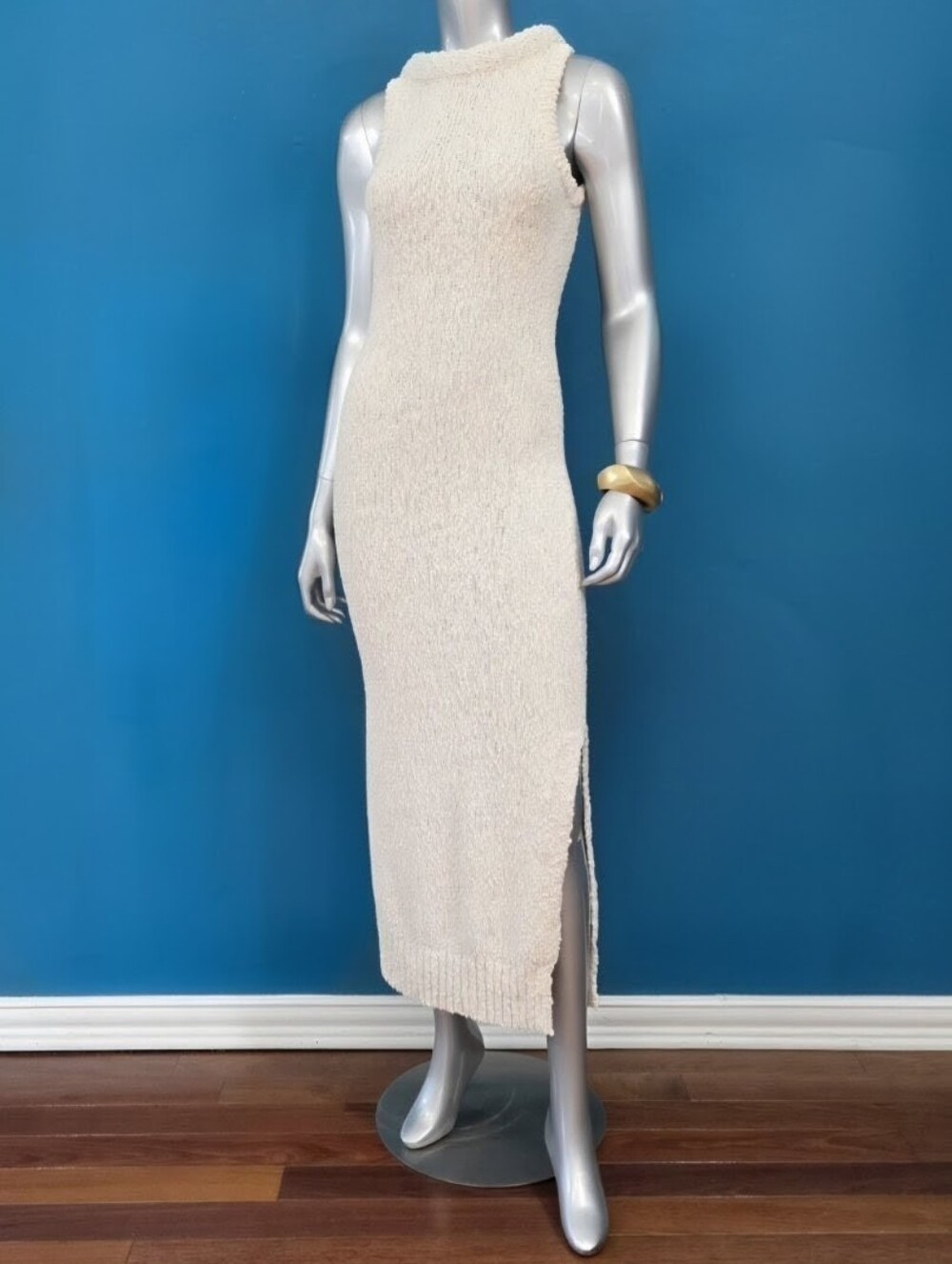 ๐๏ธ๐ ARRANGE Boucle Open Knit Racer Neckline Maxi Dress in Off White // (NWT) - Picture 9 of 16